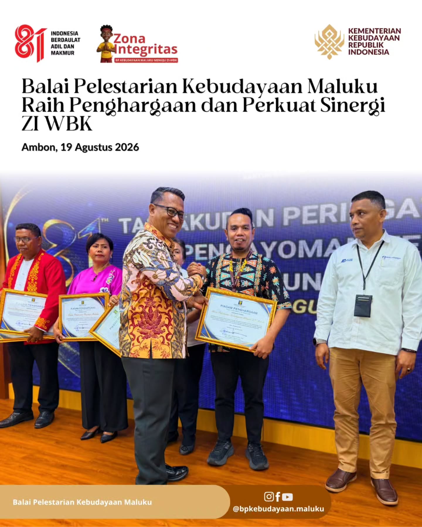 BP Kebudayaan Maluku Raih Penghargaan dan Perkuat Sinergi ZI-WBK